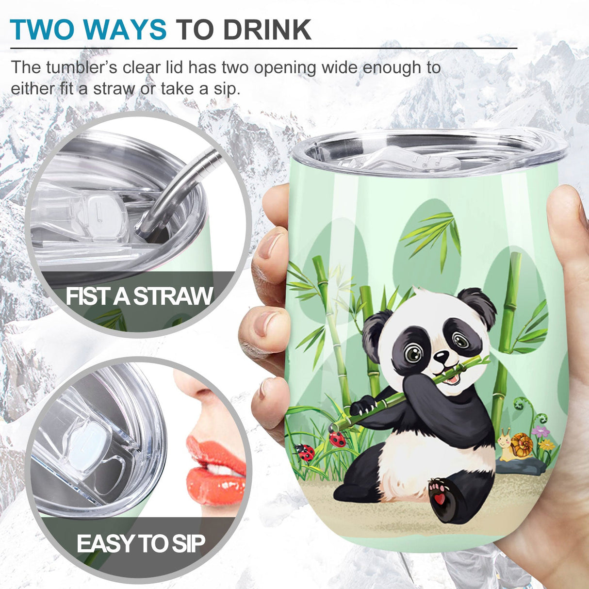 Cartoon Panda Insulated Tumbler