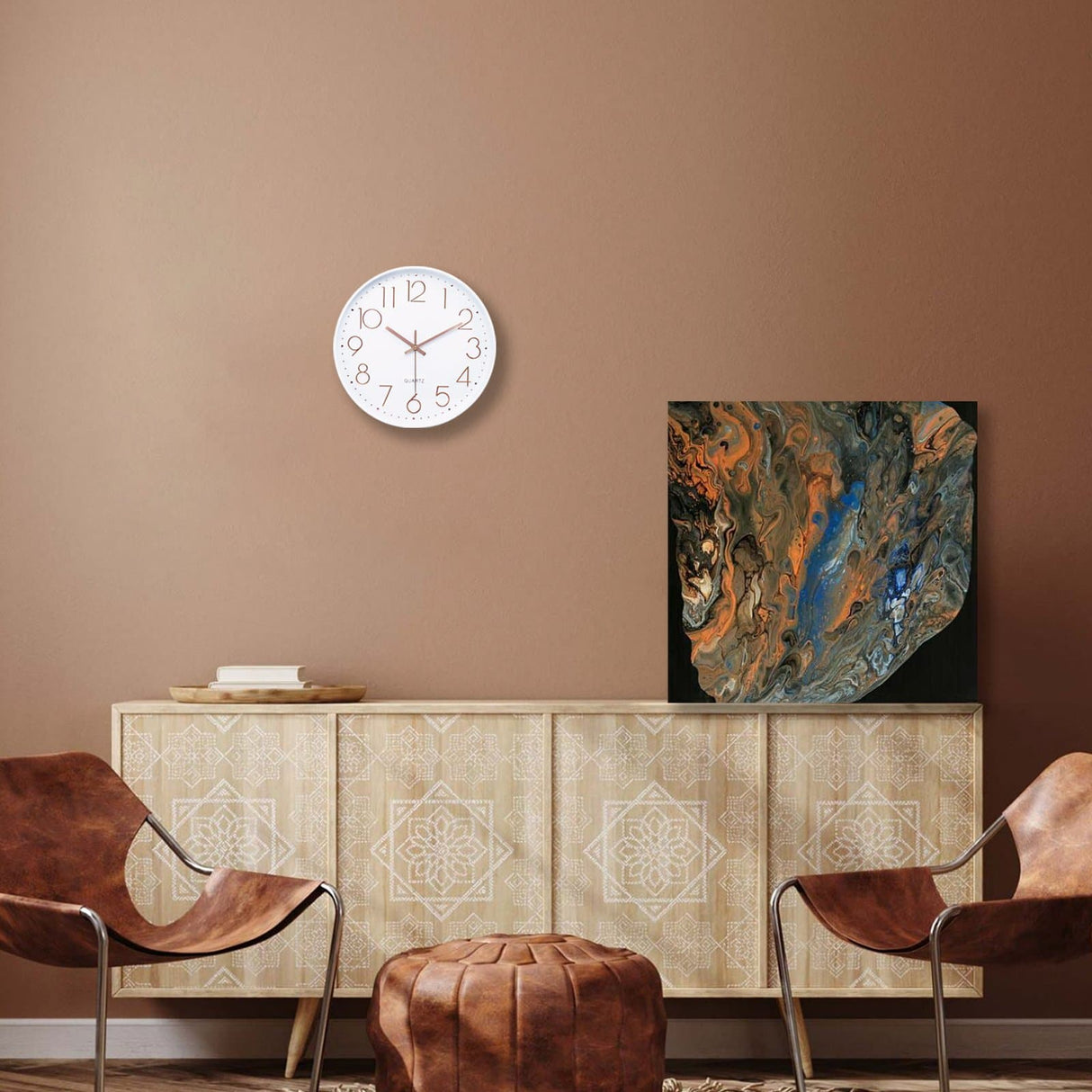 Rose Gold 3D Numerals Wall Clock