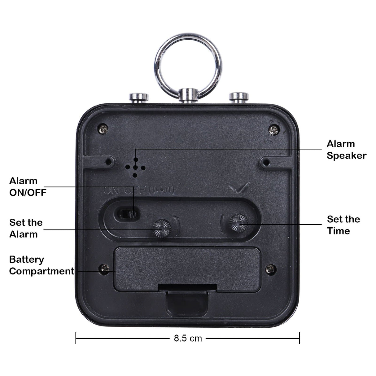 Square Metal Travel Alarm Clock