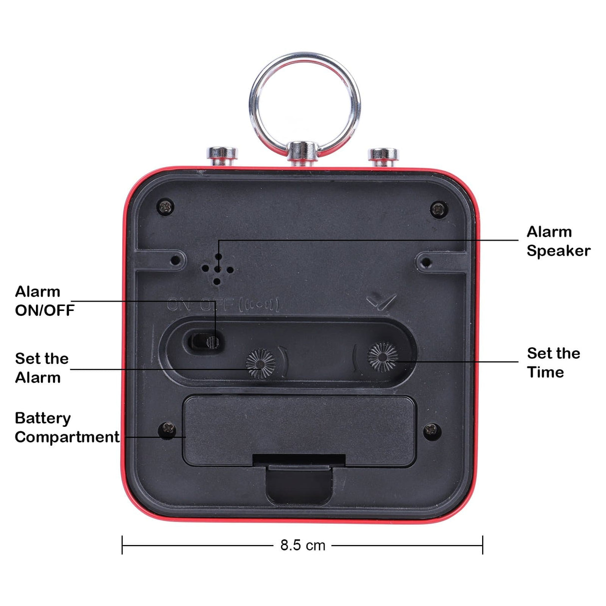 Square Metal Travel Alarm Clock