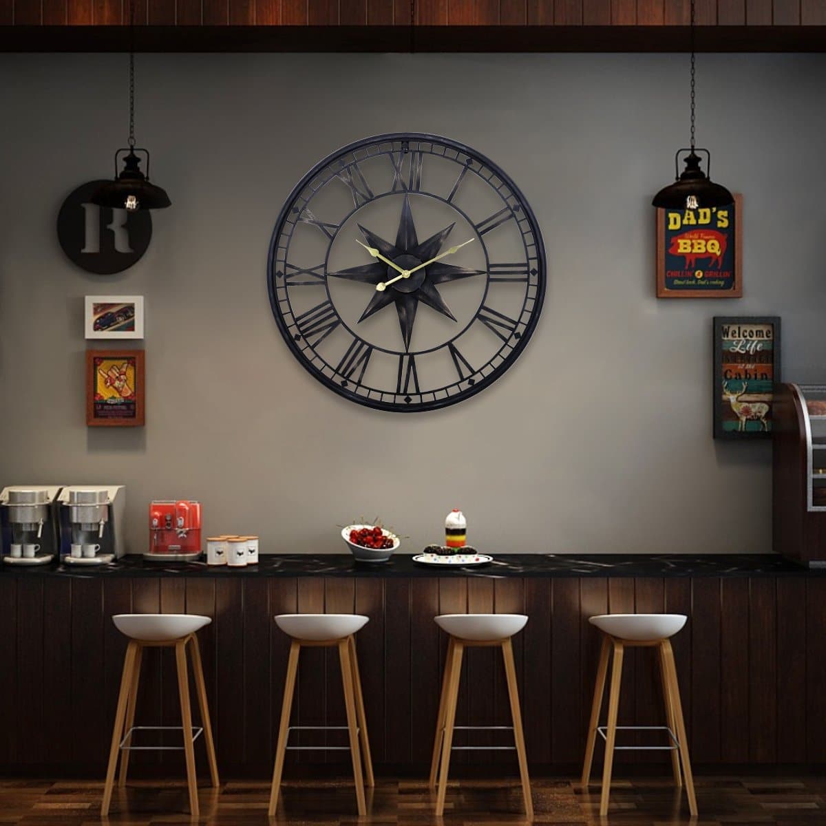 Large Skeleton Octagonal Star Wall Clock