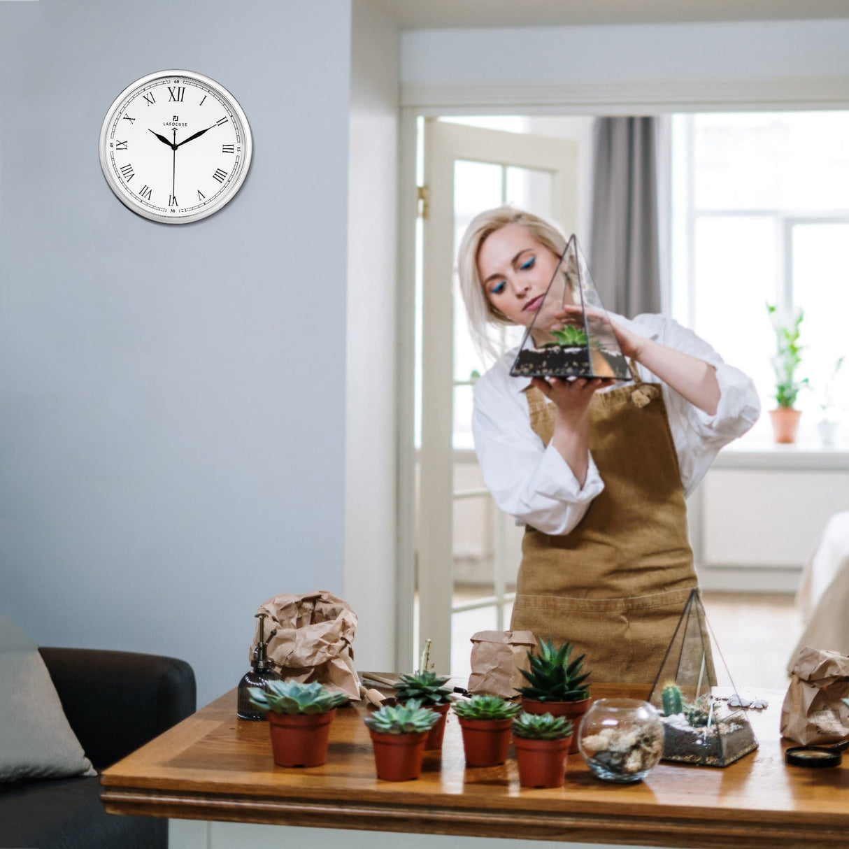 Modern Roman Numerals Wall Clock