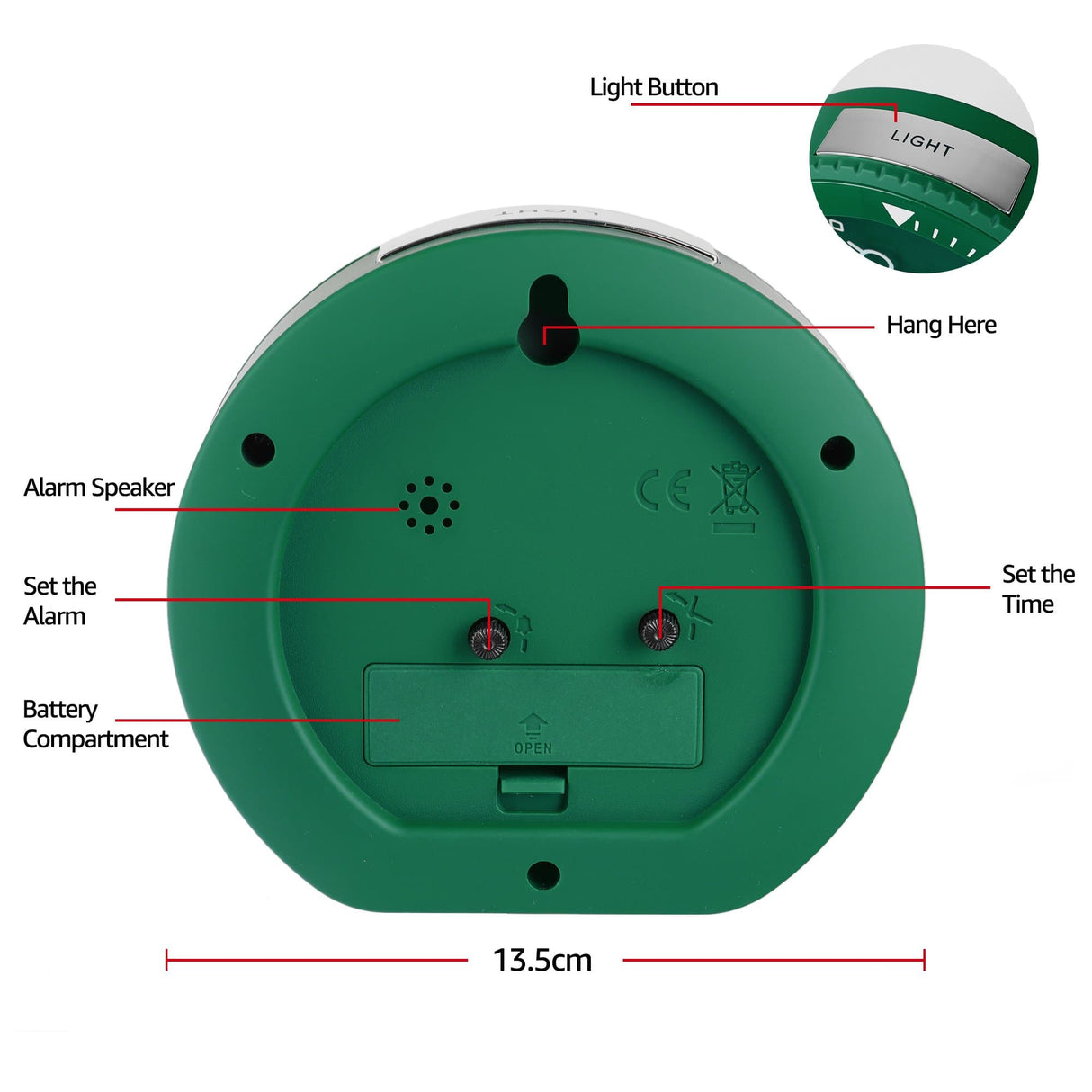 Modern Round Silent Alarm Clock
