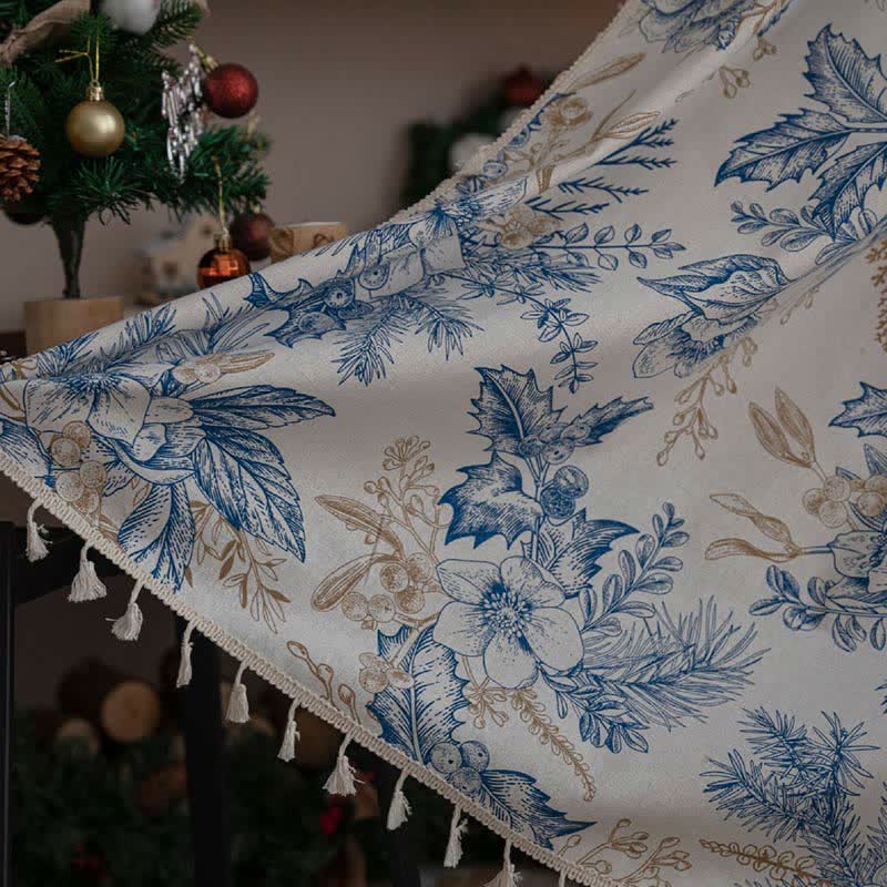 Blue Flower Pine Light Filtering Curtain