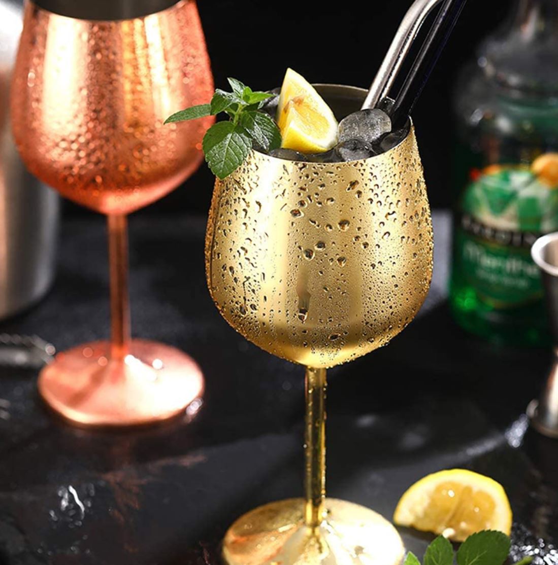 Aurora Stainless Steel Wine Goblets