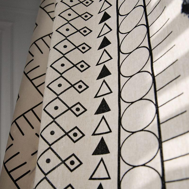 Beige Geometry Tassel Light Filtering Curtain