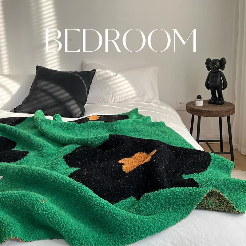 Black Flower Knitted Throw Sofa Blanket