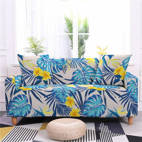 Blooming Flower Monstera Elastic Sofa Cover