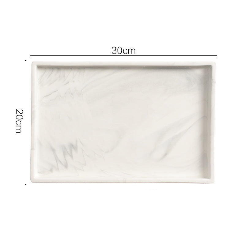 1Nordic style marble pattern ceramic tray home storage tray jewelry tray western food tray snack tray