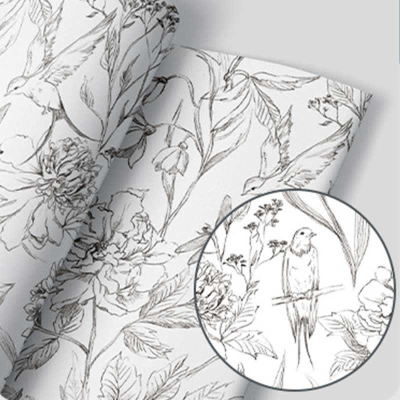 Bird Flower Waterproof Peel & Stick Wallpaper (1 roll)