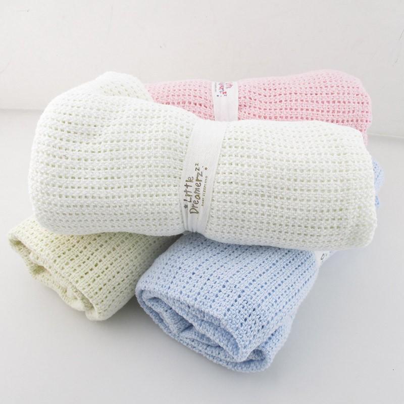 Cotton Crochet Perforated Baby Blanket Nursery Kids Bedding