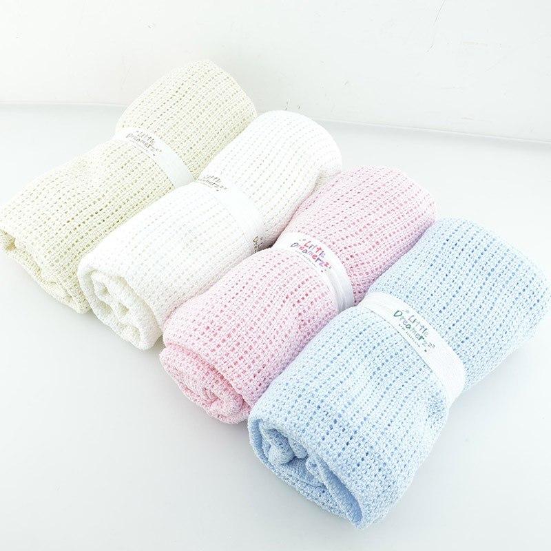Cotton Crochet Perforated Baby Blanket Nursery Kids Bedding