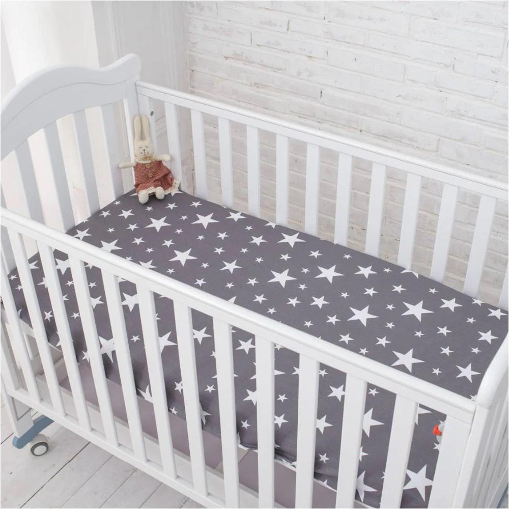 Star / Cloud / Pattern Crib Nursery Room Soft Fitted Sheet for Newborn & Baby Kids Decor
