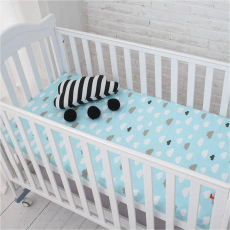 Star / Cloud / Pattern Crib Nursery Room Soft Fitted Sheet for Newborn & Baby Kids Decor