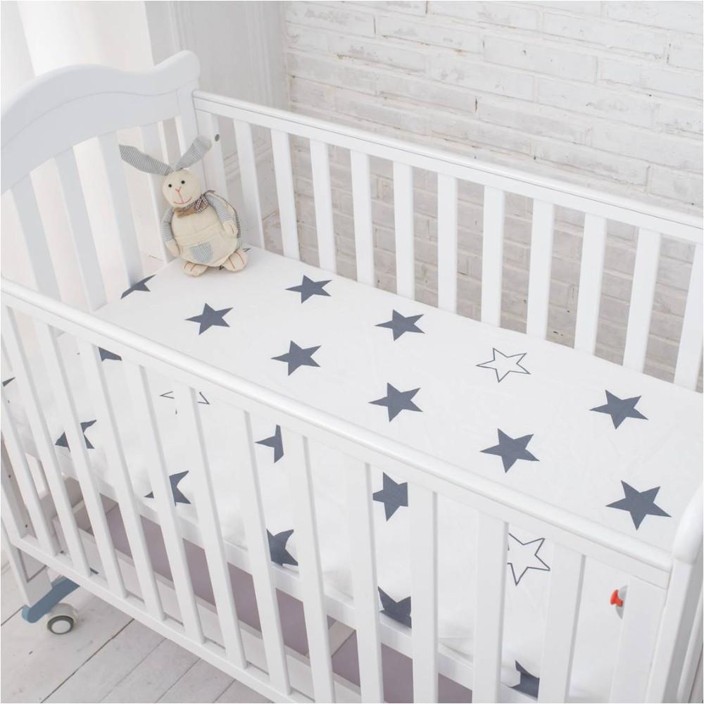 Star / Cloud / Pattern Crib Nursery Room Soft Fitted Sheet for Newborn & Baby Kids Decor