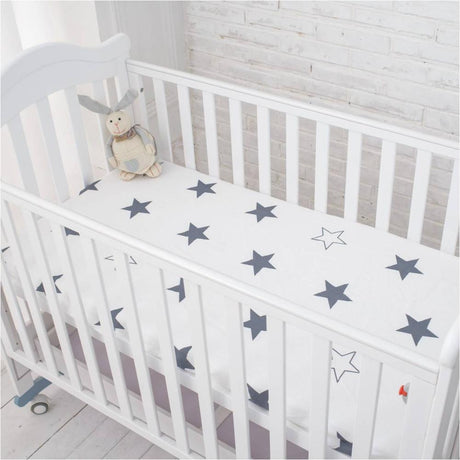 Star / Cloud / Pattern Crib Nursery Room Soft Fitted Sheet for Newborn & Baby Kids Decor