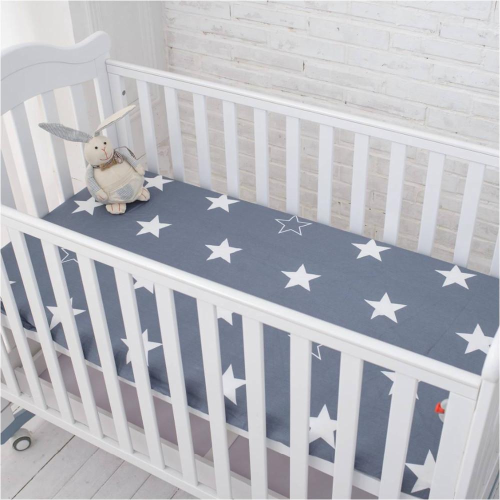 Star / Cloud / Pattern Crib Nursery Room Soft Fitted Sheet for Newborn & Baby Kids Decor