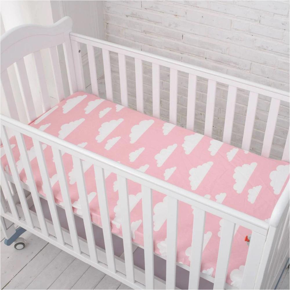 Star / Cloud / Pattern Crib Nursery Room Soft Fitted Sheet for Newborn & Baby Kids Decor
