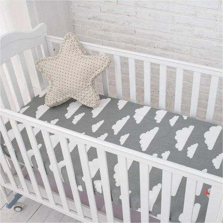 Star / Cloud / Pattern Crib Nursery Room Soft Fitted Sheet for Newborn & Baby Kids Decor