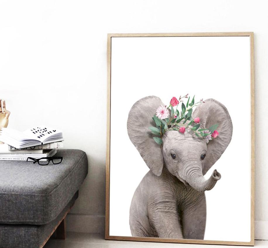 Birthday Elephant Kids Animals Gifts Wall Art Canvas Decorative Pictures Poster Print Wall Art Room Kids Decor