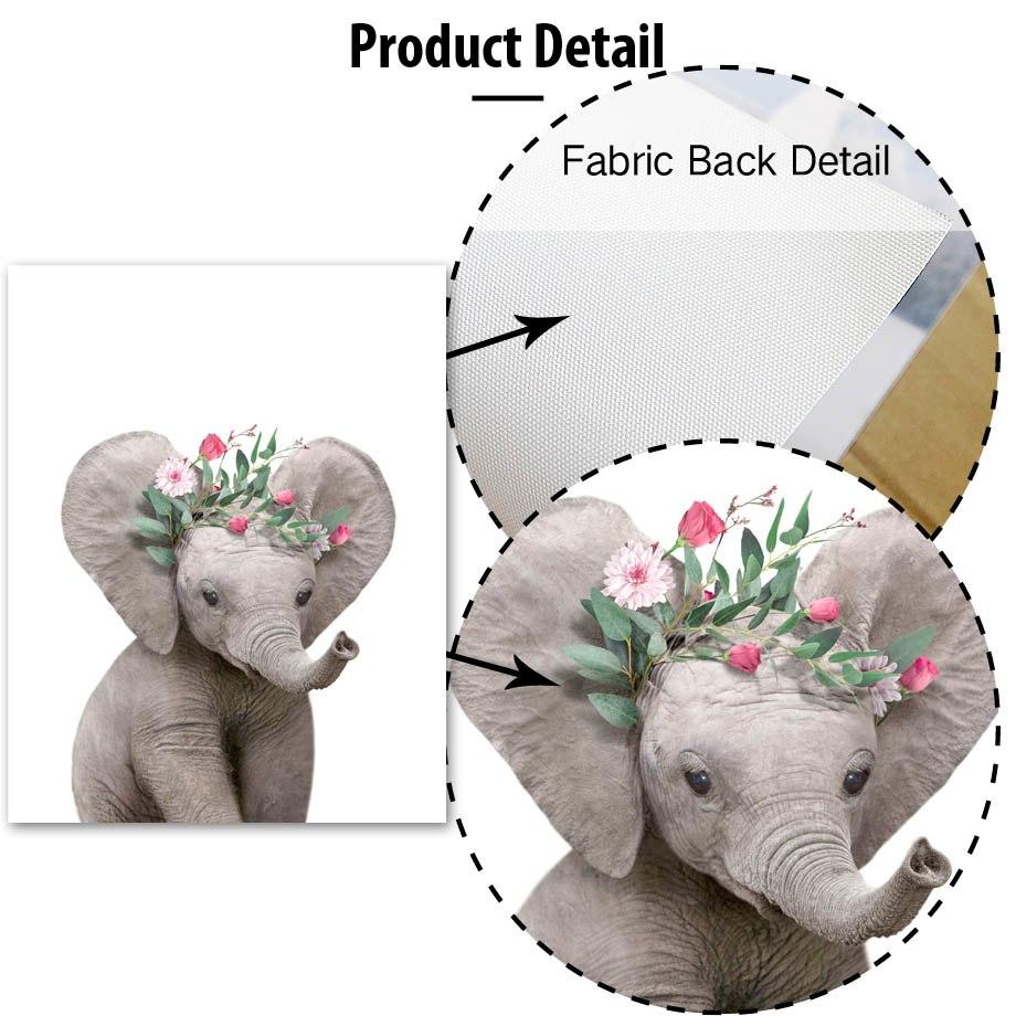 Birthday Elephant Kids Animals Gifts Wall Art Canvas Decorative Pictures Poster Print Wall Art Room Kids Decor