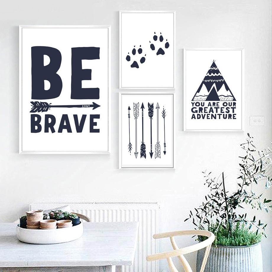 Be Brave Arrow Teepee Illustrations Gifts Wall Art Canvas Decorative Pictures Poster Print Wall Art Room Kids Decor