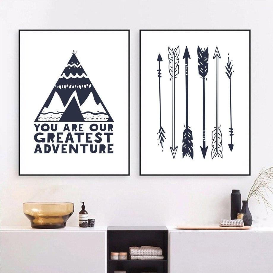 Be Brave Arrow Teepee Illustrations Gifts Wall Art Canvas Decorative Pictures Poster Print Wall Art Room Kids Decor