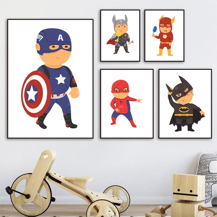 Kids Superhero Boys Gifts Wall Art Canvas Decorative Pictures Poster Print Wall Art Room Kids Decor