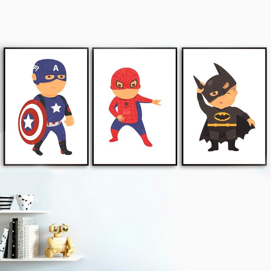 Kids Superhero Boys Gifts Wall Art Canvas Decorative Pictures Poster Print Wall Art Room Kids Decor
