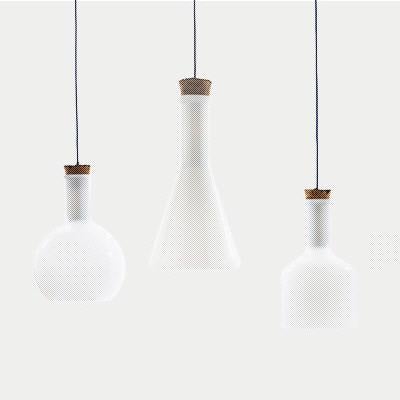 Lab White Glass Bottle Minimalist Pendant Light