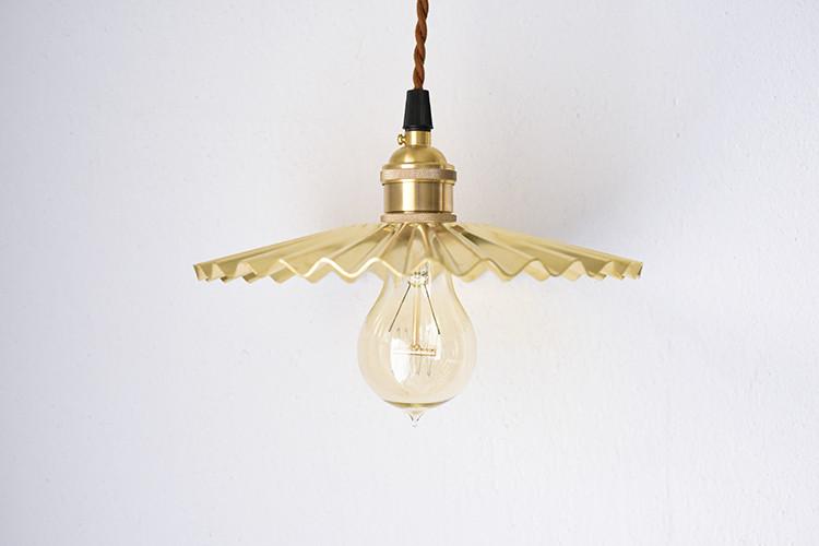 Brushed brass fluted pendant light
