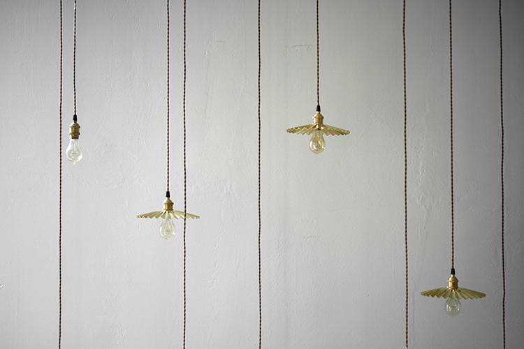 Brushed brass fluted pendant light