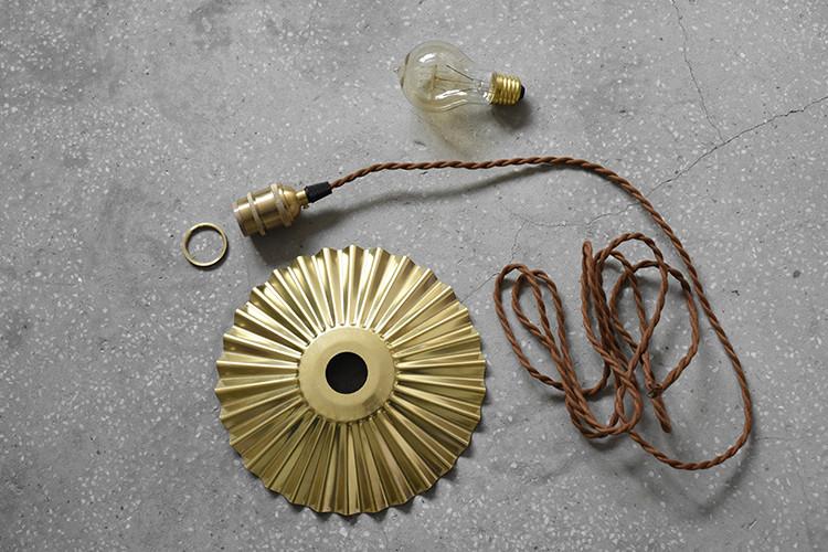 Brushed brass fluted pendant light