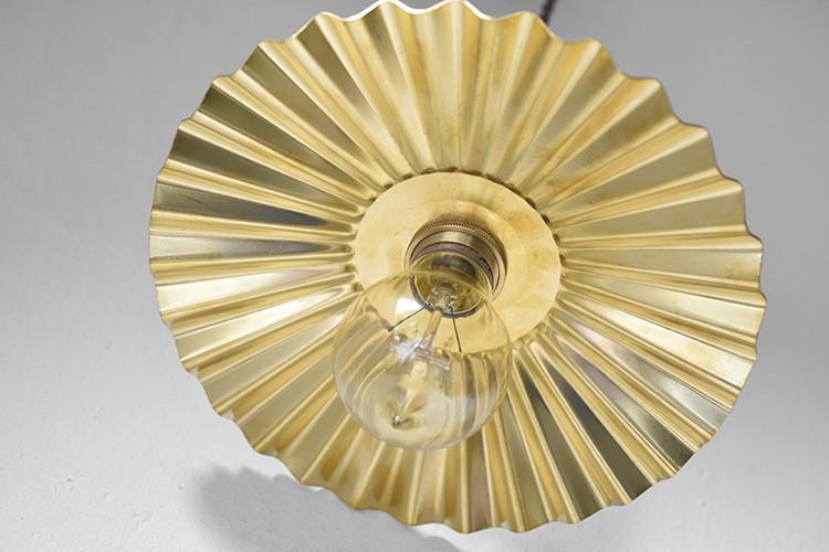 Brushed brass fluted pendant light
