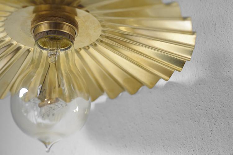 Brushed brass fluted pendant light