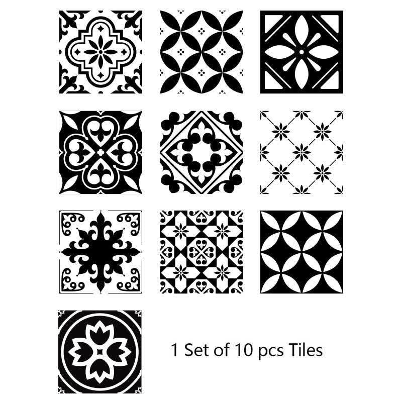 Balck Mixed Pattern Peel & Stick Wallpaper (10PCS)