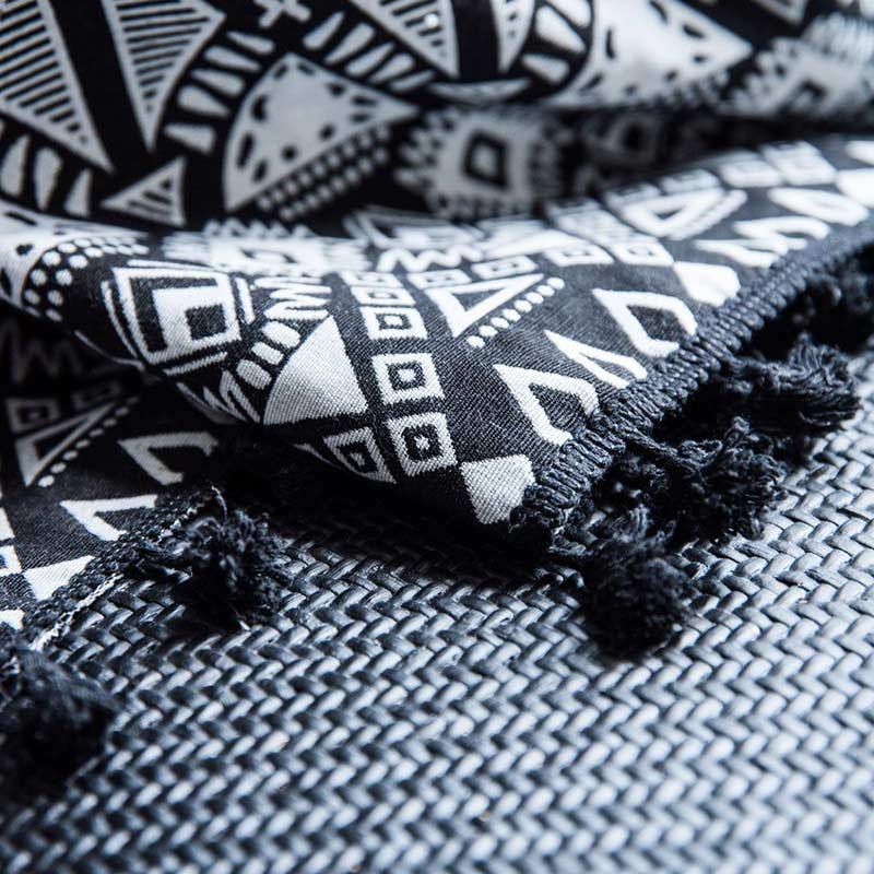 Black Geometric Curtains Semi Blackout Drapes