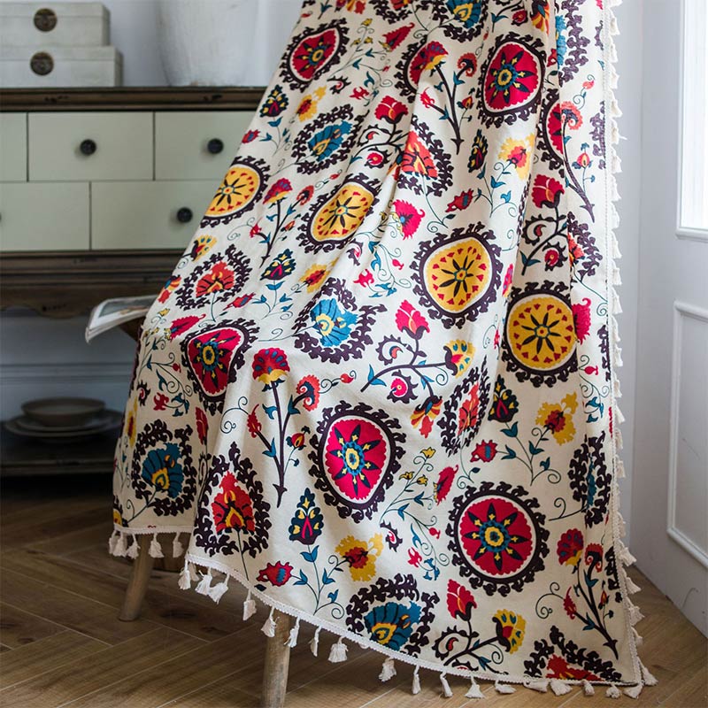 Bohemian Countryside Style Flower Curtain