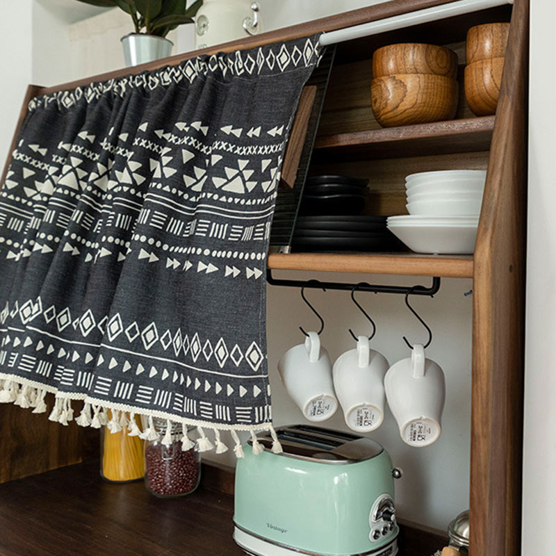 Black & White Rod Pocket Short Curtain