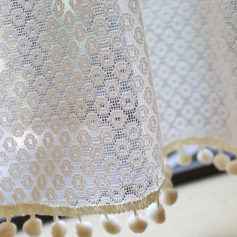 Biege Hollow-Out Cabinet Curtain Short Curtain