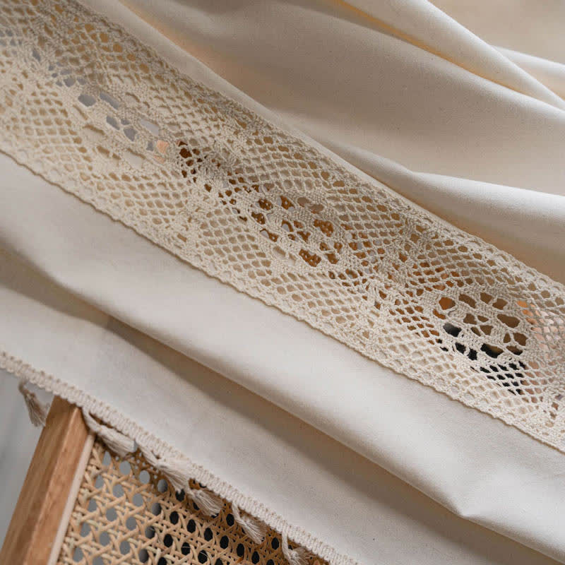 Beige Splicing Hollow-Out Light Filtering Curtain