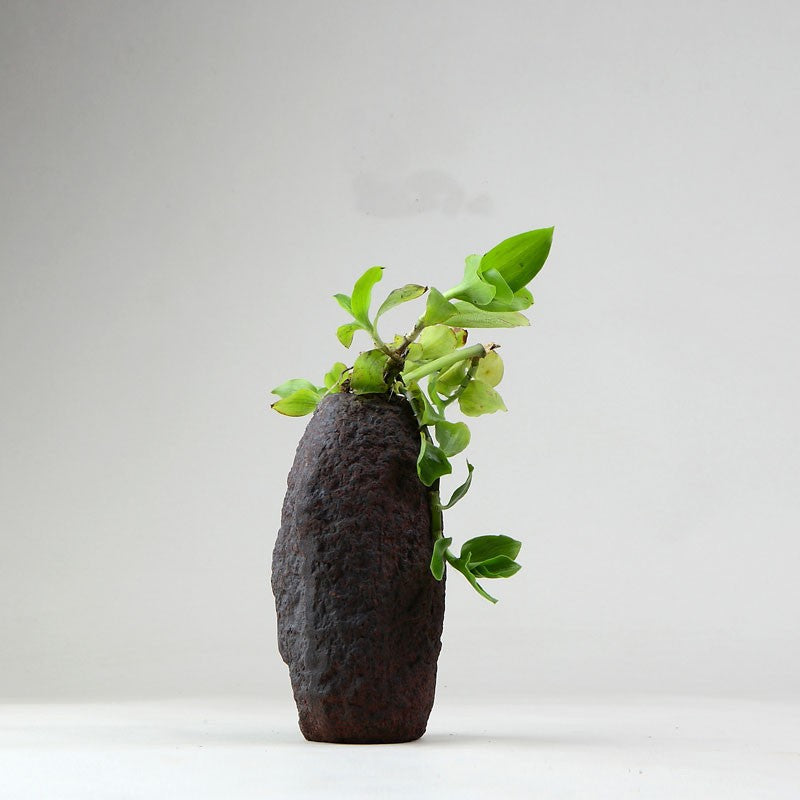 Textured Flower Desktop Brown Vase Decorative Tableware Home Accessories