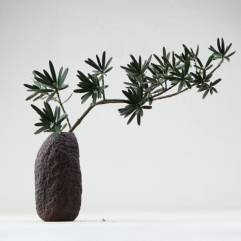 Textured Flower Desktop Brown Vase Decorative Tableware Home Accessories