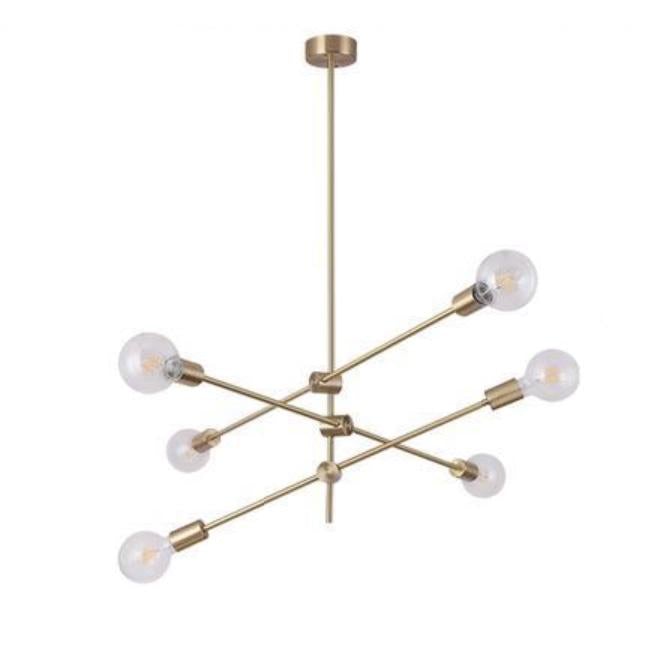 Circa Brass Mid century Pendant Light - 3 lines (6 heads)