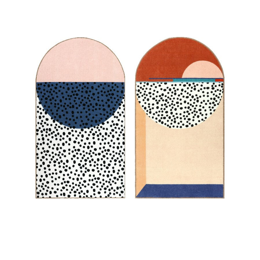 Modern Pink & Blue with Black Dots Rug | Carpet