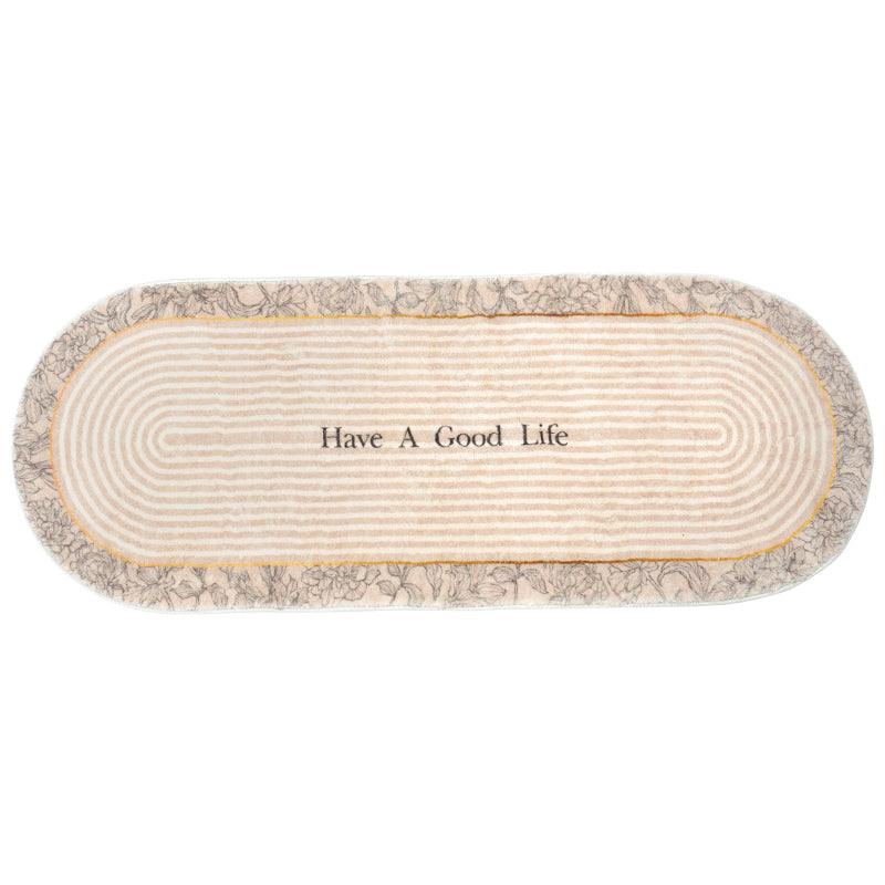 Track and Flower Cream Bedroom Mat