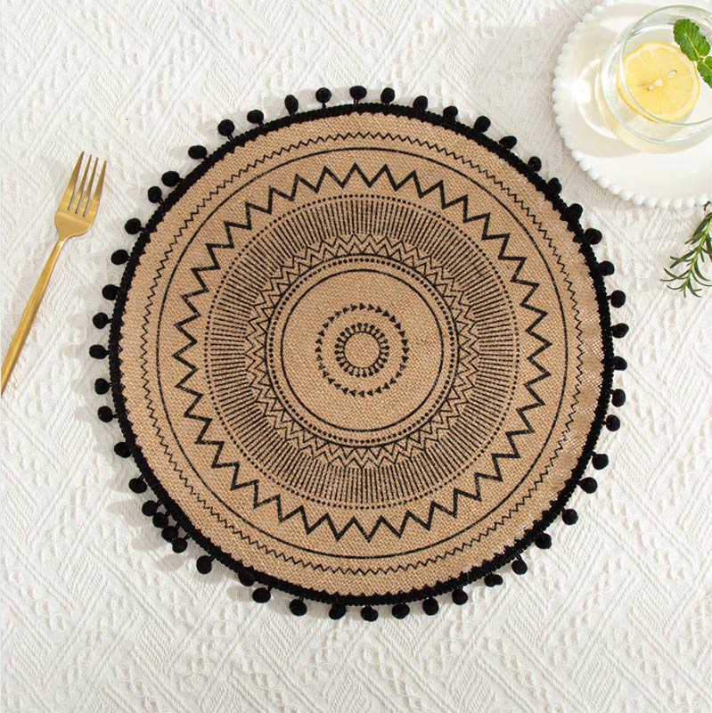 Black Woven Cotton Linen Table Mats (3PCS)