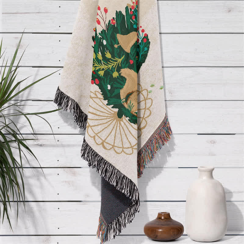 "Merry Christmas" Christmas Tree Tassel Blanket