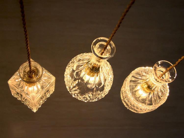 Cut glass bottle Pendant Light