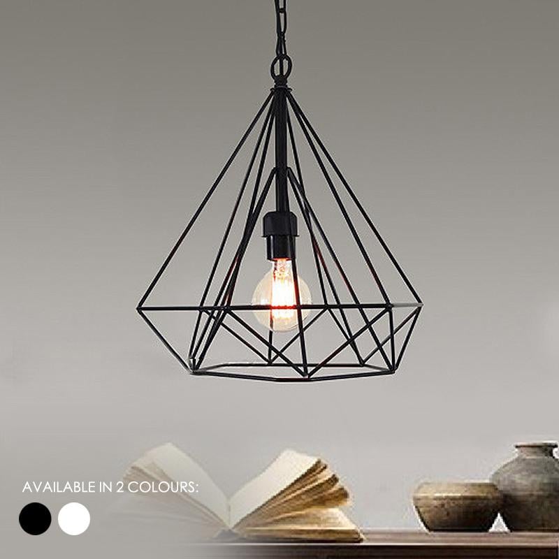 Geometric Diamond Wire Cage Pendant Light